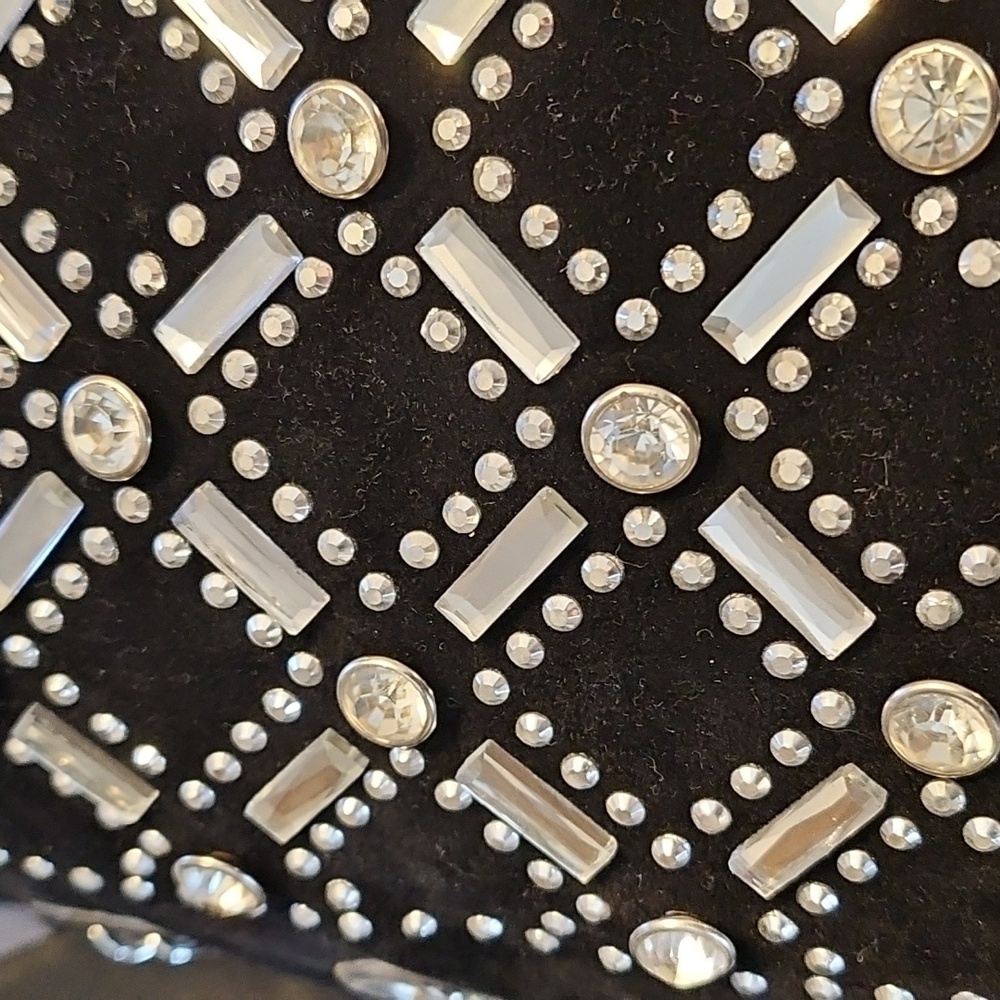 Black Studded Rhinestone Women's Shoulder Bag- FLAW - Picture 16 of 16